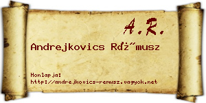 Andrejkovics Rémusz névjegykártya